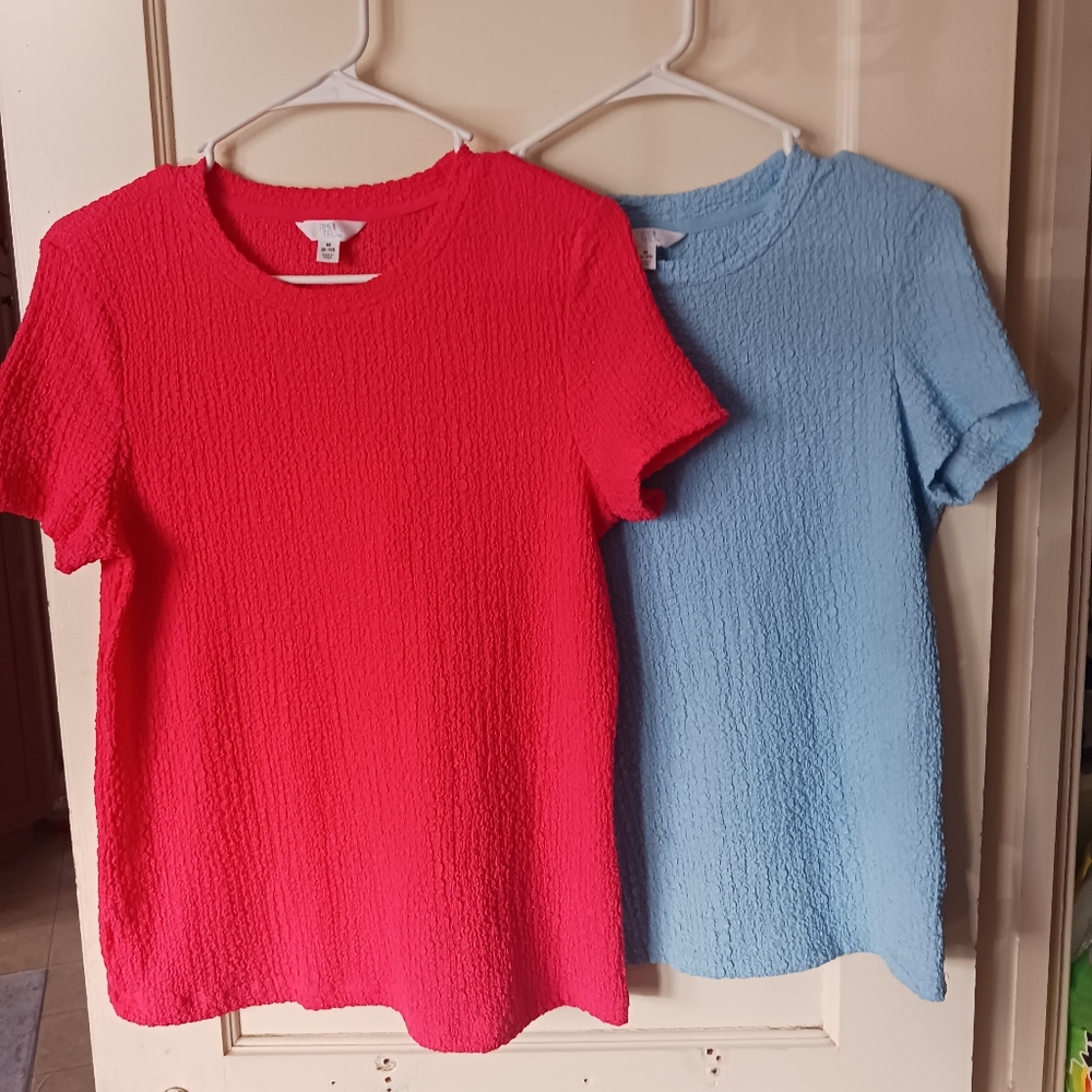Bright pink and blue size M shirts